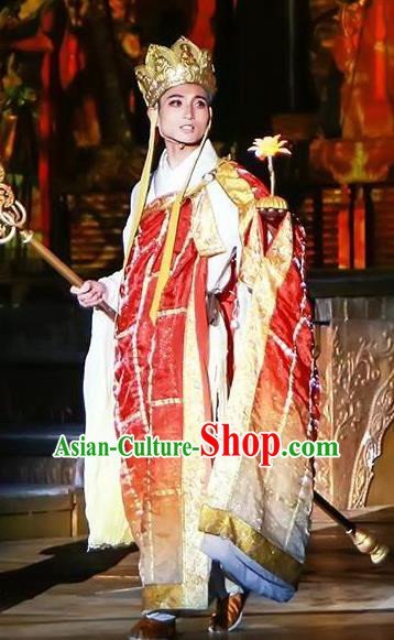 Chinese the Porcelain Tower Ceremony Tang Dynasty Monk Xuanzang Stage Performance Dance Costume for Men