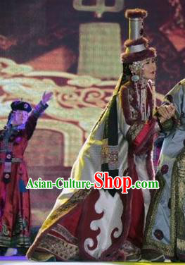 Chinese Impression of Going East To Native Land Mongol Nationality Torghut Queen Dance Dress Stage Performance Costume for Women