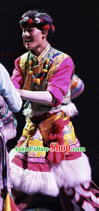 Chinese Encounter Shangri La Impression Tibetan Ethnic Bridegroom Dance Clothing Stage Performance Costume for Men