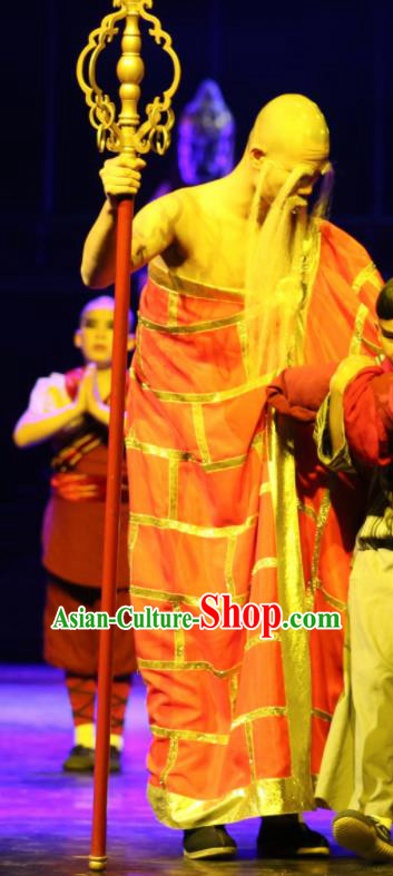 Chinese the Legends of Kung Fu Dance Monk Abbot Cassock Stage Performance Costume for Men