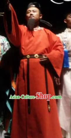 Chinese Encore Dunhuang Tang Dynasty Minister Red Clothing Stage Performance Dance Costume for Men