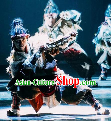 Chinese Encounter Shangri La Impression Tibetan Nationality Dance Robe Stage Performance Costume for Men