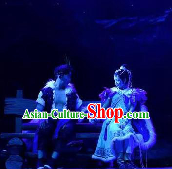 Chinese The Myth Of Snow Mountain Ethnic Wedding Stage Performance Dance Costumes for Women for Men