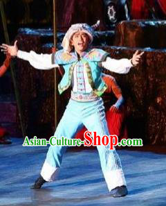 Chinese Phoenix Timeless Love Tujia Nationality Blue Clothing Stage Performance Dance Costume for Men
