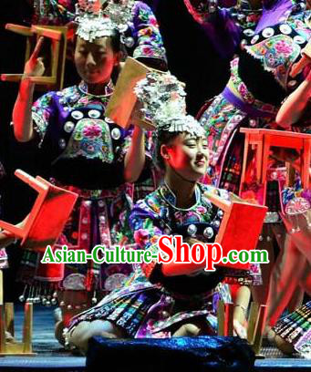 Chinese Phoenix Timeless Love Tujia Nationality Dance Dress Stage Performance Costume and Headpiece for Women