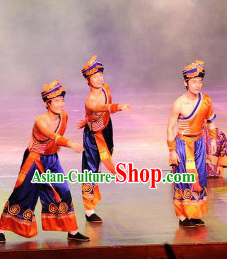 Chinese Oriental Apparel Tujia Nationality Clothing Stage Performance Dance Costume for Men