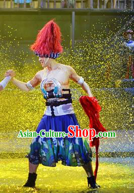 Chinese Border Town Miao Nationality Clothing Stage Performance Dance Costume for Men
