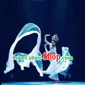Chinese The Ancient Dunhuang Music Theatre Classical Dance Dress Stage Performance Costume and Headpiece for Women