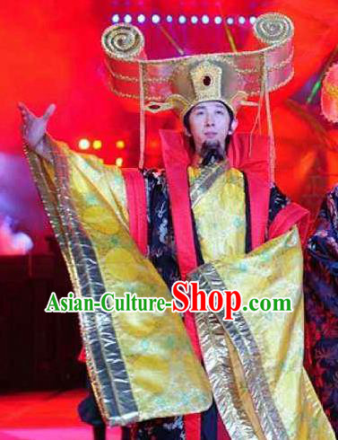 Chinese Dragon Phoenix Dance Han Dynasty Emperor Clothing Stage Performance Dance Costume for Men