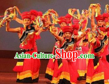 Chinese Wind Of Colorful Guizhou Miao Nationality Dance Red Clothing Stage Performance Dance Costume for Men