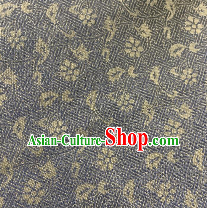 Chinese Classical Carex Pattern Grey Silk Fabric Traditional Ancient Hanfu Dress Brocade Cloth