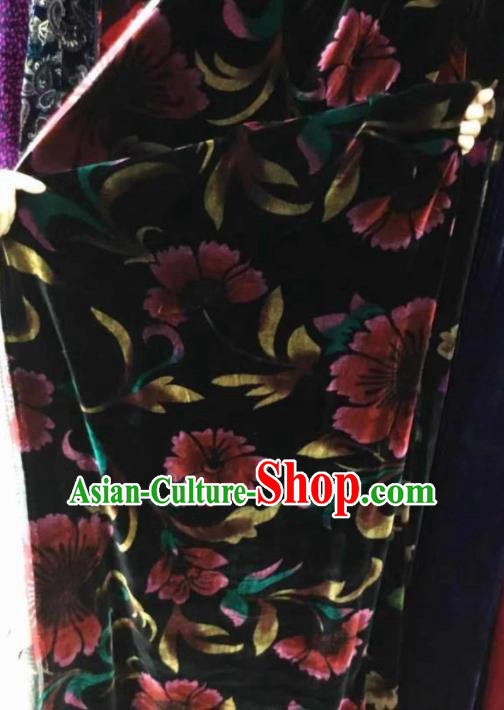 Traditional Chinese Classical Flowers Pattern Pleuche Fabric Ancient Cheongsam Dress Velvet Cloth