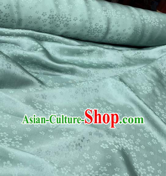 Chinese Classical Plum Pattern Light Green Silk Fabric Traditional Ancient Hanfu Dress Brocade Cloth