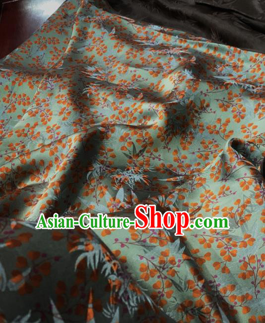 Chinese Classical Bamboo Leaf Pattern Light Green Silk Fabric Traditional Ancient Hanfu Dress Brocade Cloth