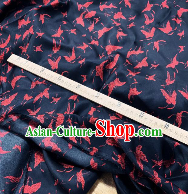 Chinese Classical Butterfly Pattern Black Silk Fabric Traditional Ancient Hanfu Dress Brocade Cloth