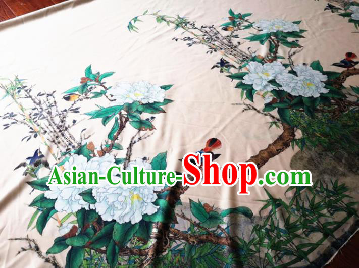 Chinese Classical Peony Pattern Silk Fabric Traditional Ancient Hanfu Dress Brocade Cloth