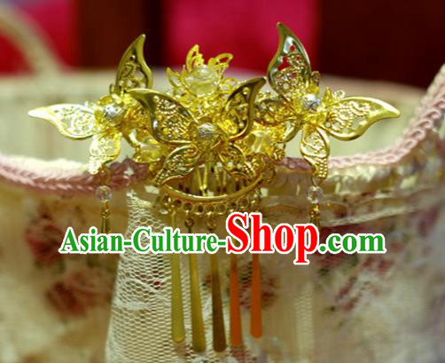 Chinese Traditional Ancient Court Queen Butterfly Hair Comb Hairpins Classical Hanfu Hair Accessories for Women