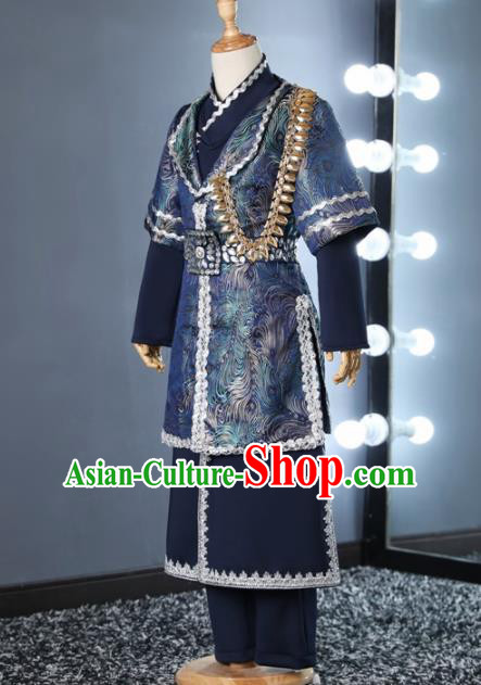Chinese Children Day Classical Dance Performance Royalblue Outfits Kindergarten Boys Stage Show Costume for Kids