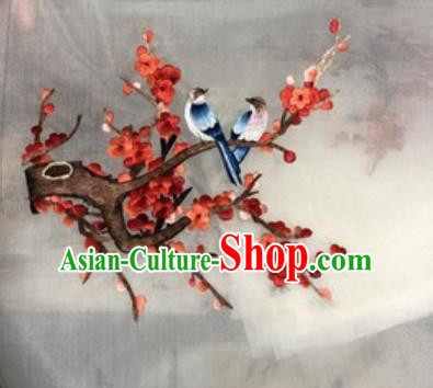Chinese Traditional Suzhou Embroidery Red Plum Cloth Accessories Embroidered Patches Embroidering Craft