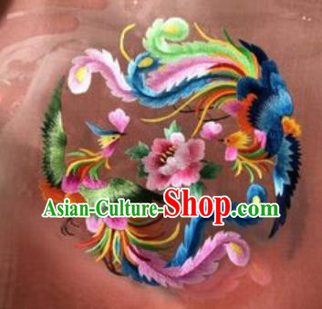 Chinese Traditional Suzhou Embroidery Phoenix Peony Cloth Accessories Embroidered Patches Embroidering Craft