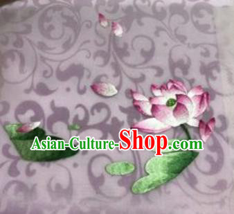 Chinese Traditional Suzhou Embroidery Pink Lotus Cloth Accessories Embroidered Patches Embroidering Craft