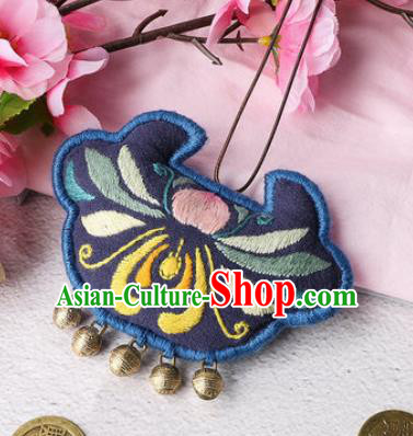 Traditional Chinese Handmade Embroidery Lotus Navy Longevity Lock Pendant Embroidered Amulet Accessories