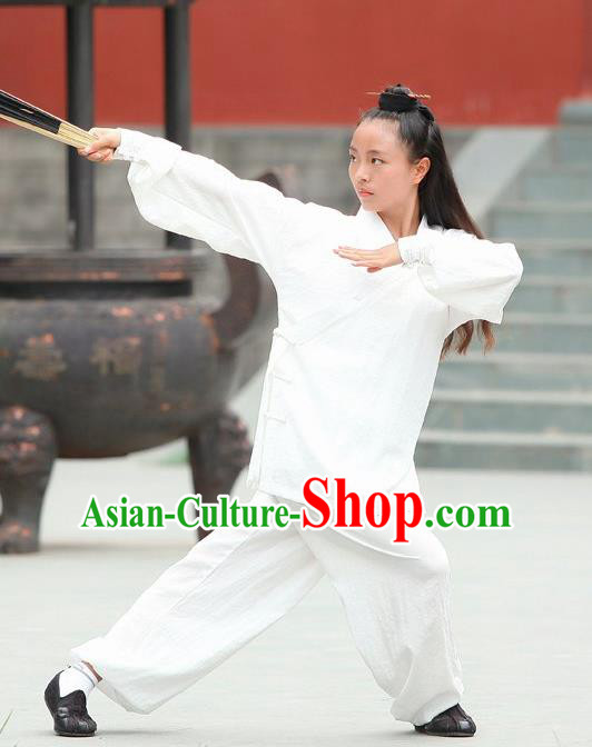 Chinese Traditional Wudang Martial Arts White Outfits Kung Fu Taoist Priest Tai Chi Costume for Women