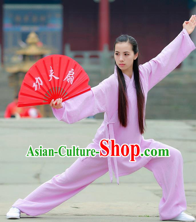 Chinese Traditional Wudang Taoist Priest Martial Arts Lilac Outfits Kung Fu Tai Chi Costume for Women