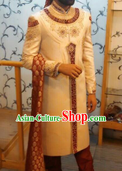 Asian  Indian Embroidered Wedding Clothing Traditional   India Hui Nationality Bridegroom Costumes for Men