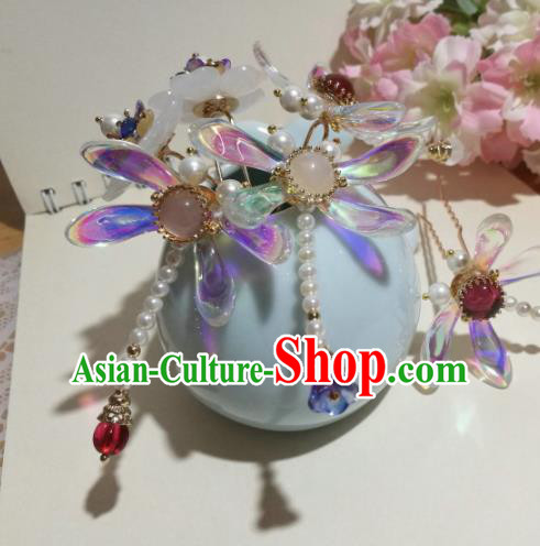 Traditional Chinese Classical Dragonfly Hair Clip Hairpins Ancient Hanfu Hair Accessories for Women