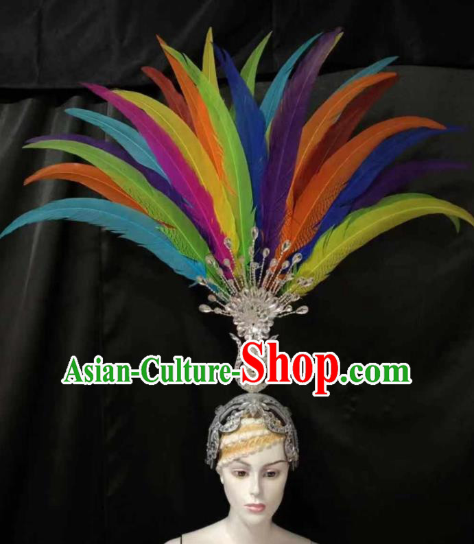 Top Halloween Colorful Feather Headwear Brazilian Carnival Samba Dance Hair Accessories for Women