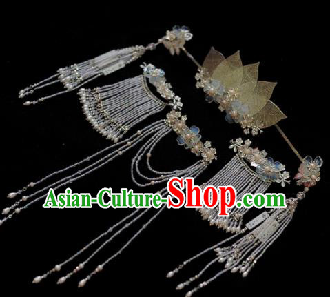 Traditional Chinese Classical Leaf Hair Crown Hairpins Ancient Princess Hanfu Hair Accessories for Women