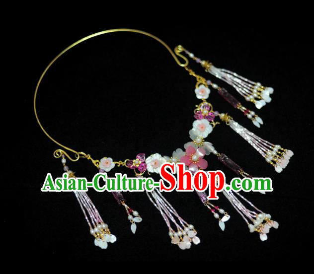 Traditional Chinese Hanfu Shell Flowers Necklace Ancient Princess Necklet Accessories for Women