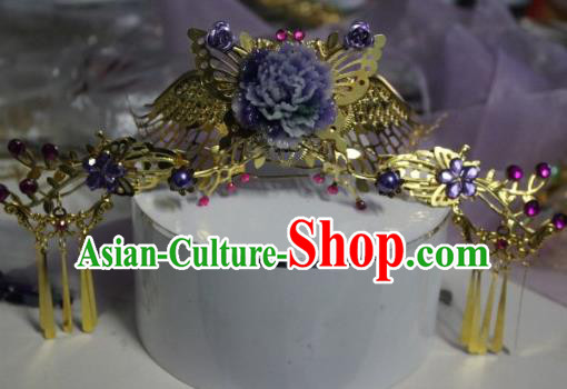 Traditional Chinese Cosplay Princess Hairpins Ancient Bride Phoenix Coronet Hair Accessories for Women