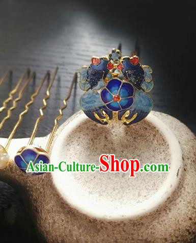 Traditional Chinese Classical Cloisonne Bats Hairpins Ancient Princess Hanfu Hair Accessories for Women