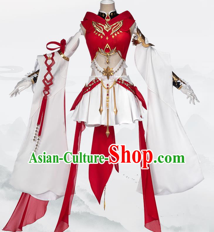 Traditional Chinese Cosplay Swordswoman Short Dress Ancient Heroine Costume for Women