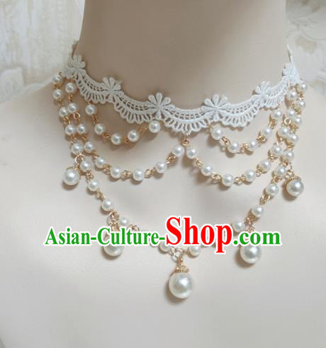 Top Grade Gothic White Lace Necklace Handmade Necklet Accessories for Women