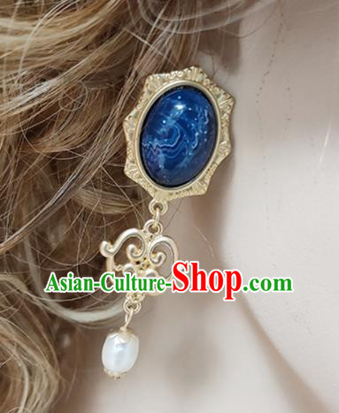 Top Grade Baroque Bride Sapphire Earrings Handmade Wedding Ear Accessories for Women