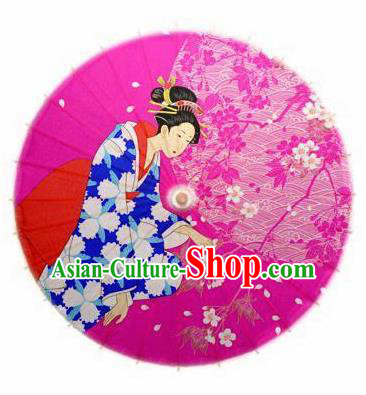 Japanese Handmade Printing Beauty Rosy Oil Paper Umbrella Traditional Dance Umbrellas