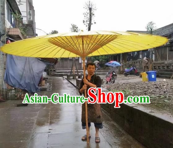 Chinese Handmade Large Yellow Oil Paper Umbrella Traditional Decoration Umbrellas