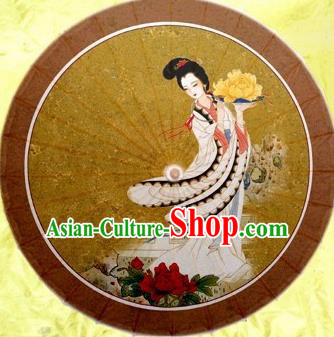 Chinese Handmade Printing Flower Goddess Oil Paper Umbrella Traditional Decoration Umbrellas