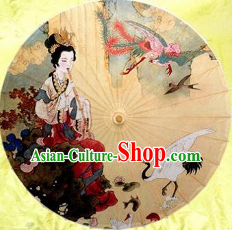 Chinese Handmade Printing Phoenix Beauty Oil Paper Umbrella Traditional Decoration Umbrellas