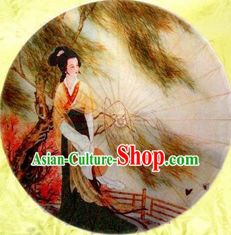 Chinese Handmade Printing Ancient Willow Beauty Oil Paper Umbrella Traditional Decoration Umbrellas