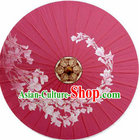Chinese Classical Dance Ink Painting Jasminum Handmade Rosy Paper Umbrella Traditional Decoration Umbrellas