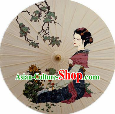 Chinese Classical Dance Handmade Printing Chrysanthemum Paper Umbrella Traditional Decoration Umbrellas
