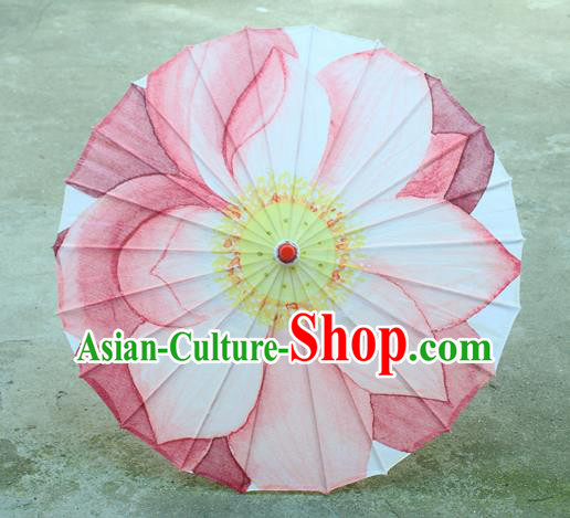 Handmade Chinese Classical Dance Printing Lotus Paper Umbrella Traditional Cosplay Decoration Umbrellas