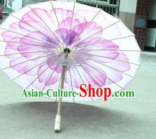 Handmade Chinese Classical Dance Printing Purple Peony Silk Umbrella Traditional Cosplay Decoration Umbrellas