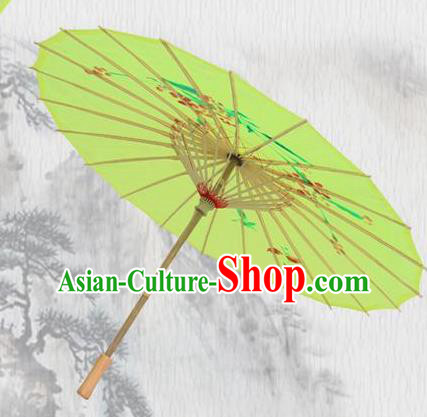 Handmade Chinese Printing Flowers Butterfly Yellow Silk Umbrella Traditional Classical Dance Decoration Umbrellas