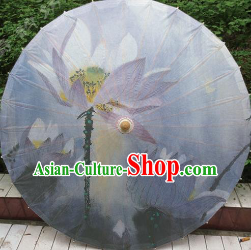 Chinese Classical Dance Handmade Printing Lotus Paper Umbrella Traditional Decoration Umbrellas