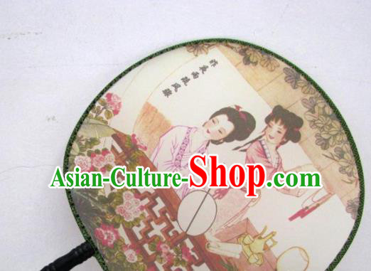 Handmade Chinese Classical Painting Li Qingzhao Silk Round Fan Traditional Hanfu Palace Fans